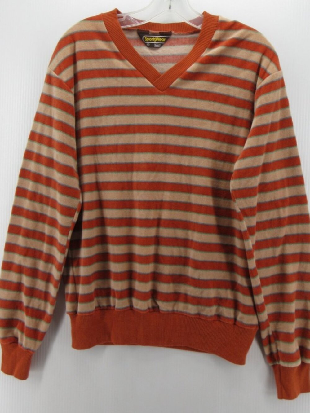 VINTAGE Sears Sweater Medium Terry Cloth Striped Sportswear 70s 80s